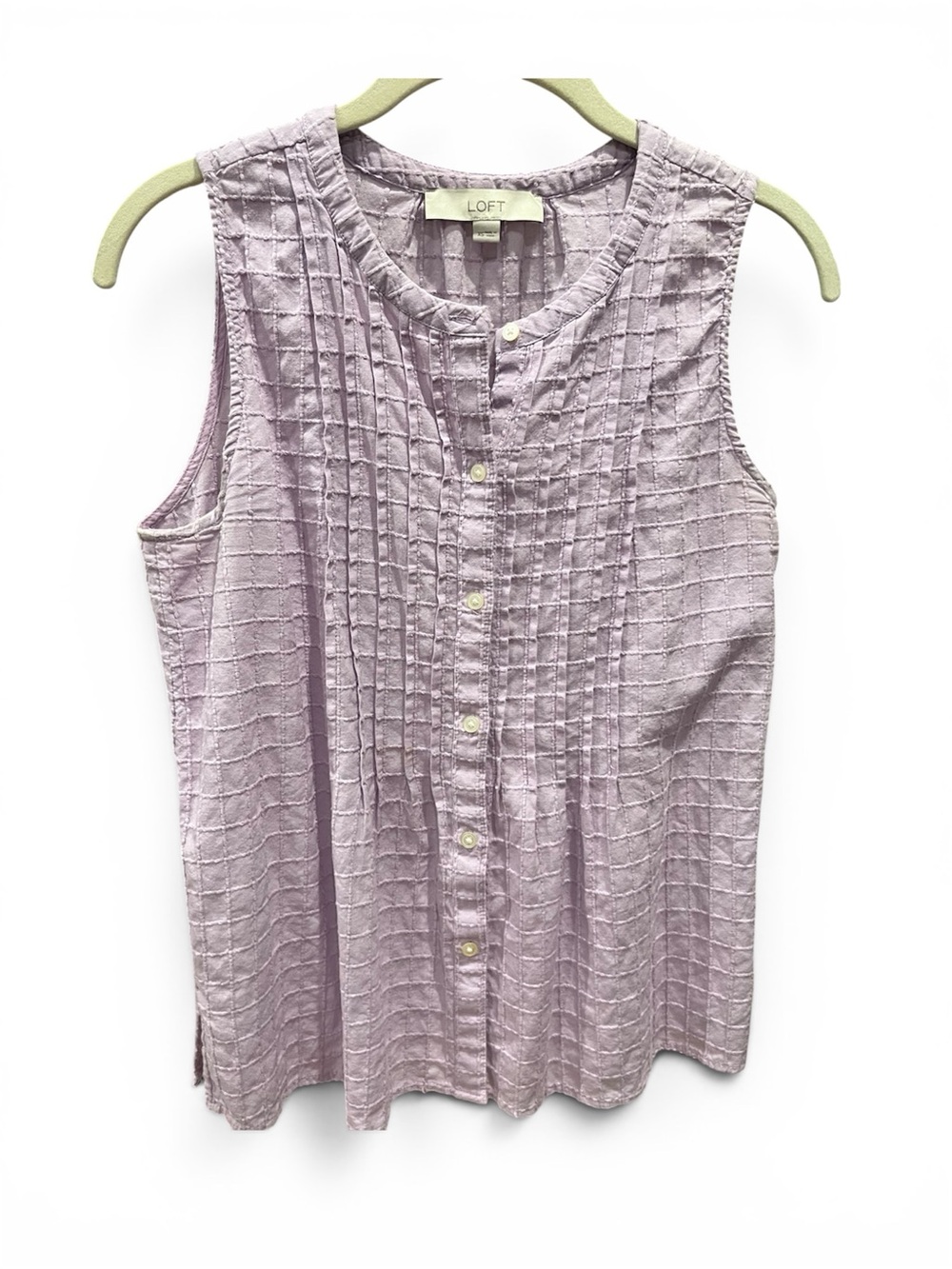 Loft Sleeveless Lilac Cotton Buttondown Top Size XS